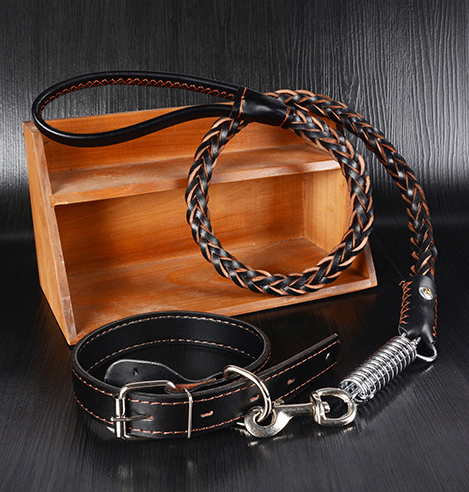 WASABIS Genuine Leather Rope Leash and Cowhide Dog Collar wasabis pet store